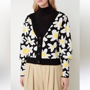 NEW Farm Rio Black Flowers Knit Cardigan XS